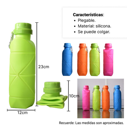 BOTELLA DE AGUA 600ML PLASTICO PLEGABLE SILICONA