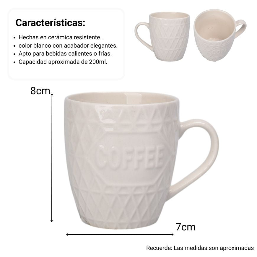 mug pocillo ceramica blanco 200ml dim:7x7x8