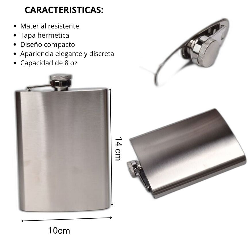 whiskera acero inoxidable 8oz  dim: 13x9x2