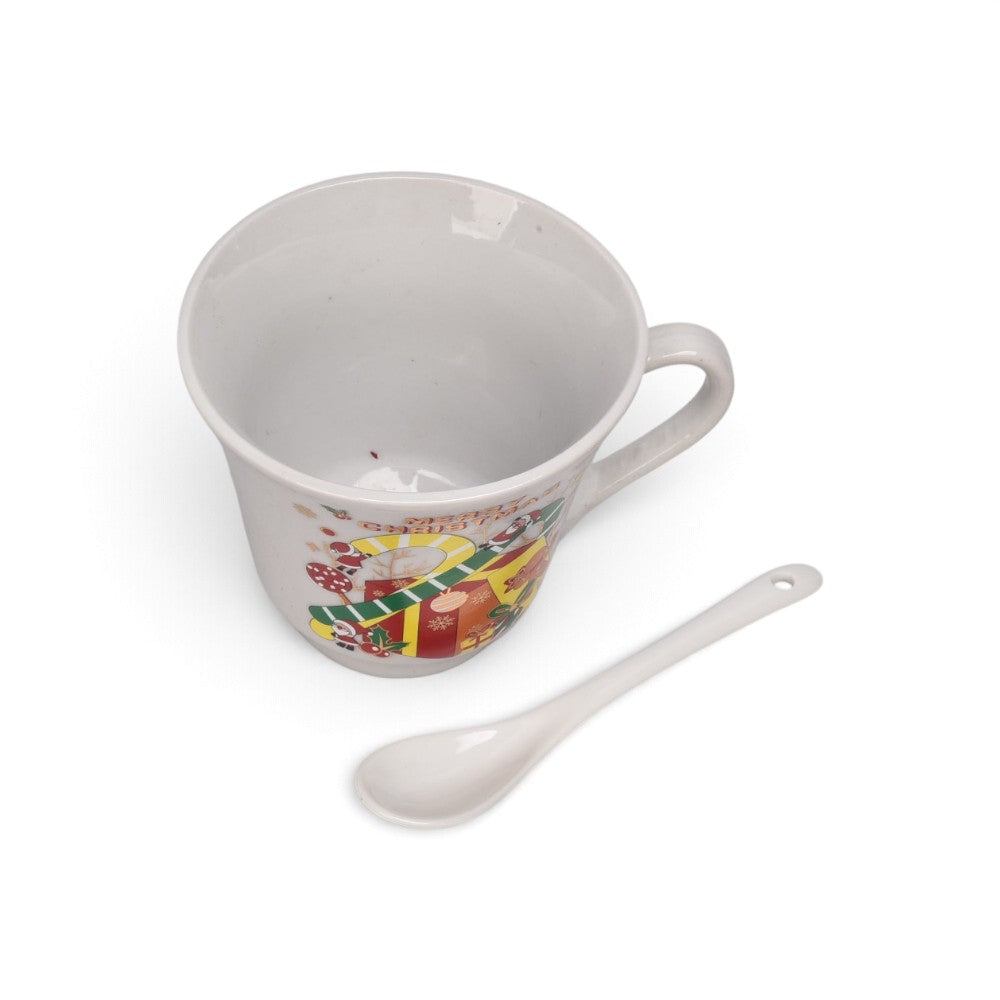 pocillo set ceramica con cuchara navidad 240ml
