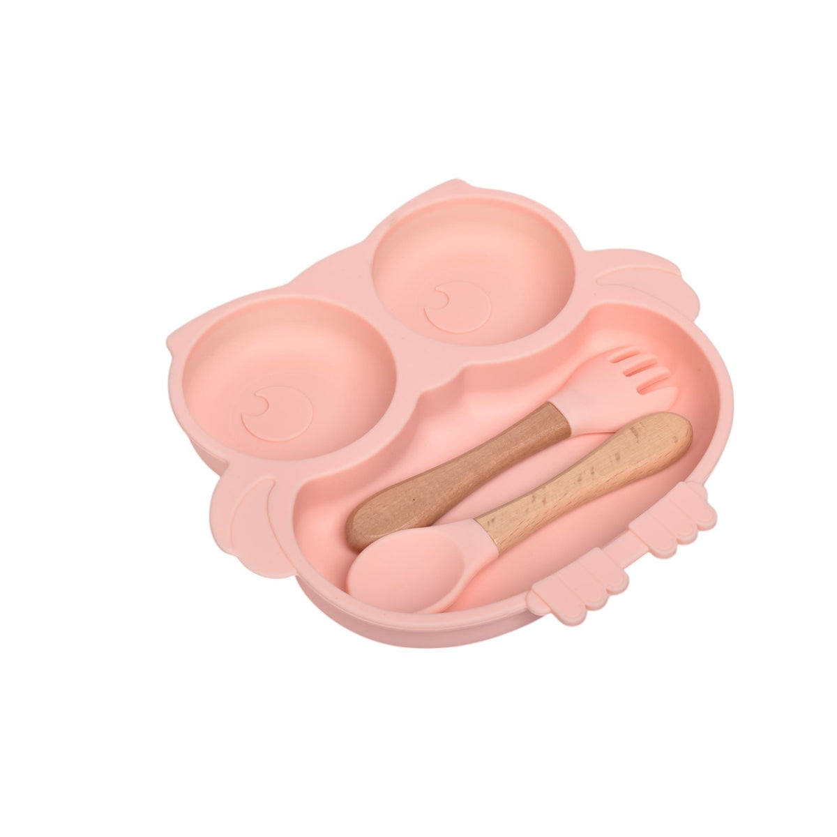 plato con cubierto silicona para niños dim:20x18x3