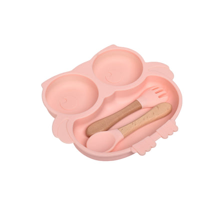 PLATO CON CUBIERTO SILICONA PARA NIÑOS DIM:20X18X3