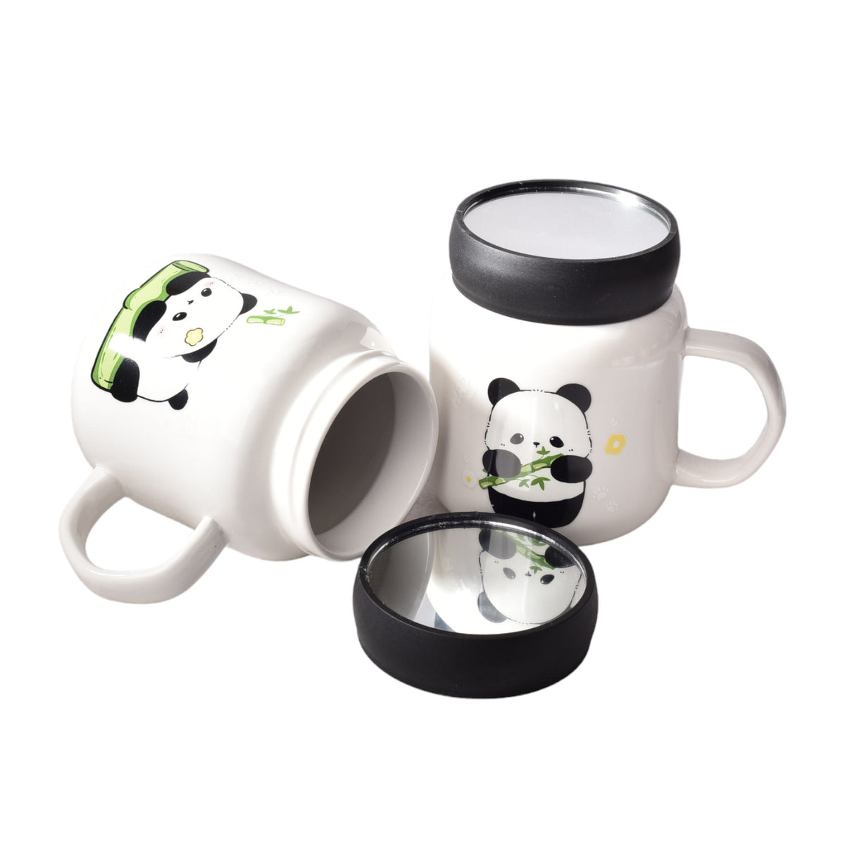 mug pocillo ceramica de oso panda grande tapa plastica