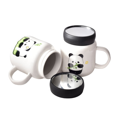 MUG POCILLO CERAMICA DE OSO PANDA GRANDE TAPA PLASTICA