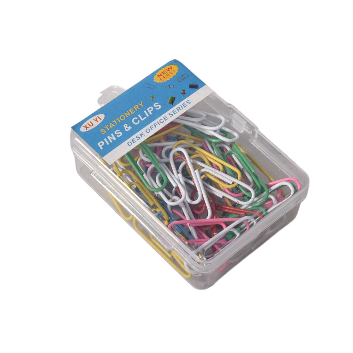 caja plastica de clips metal por 50 unidades varios colores