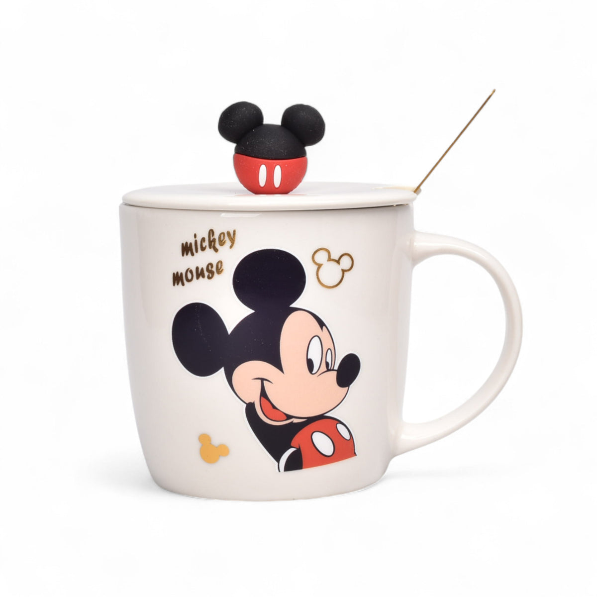 mug pocillo ceramica personaje con tapa y cuchara 350ml dim:8x8