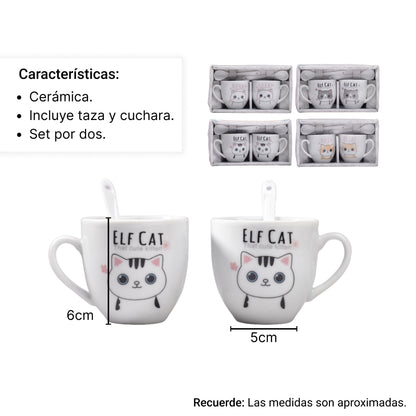 POCILLOS CON CUCHARAS SET 2PCS CERAMICA DIM:5*6*6CM