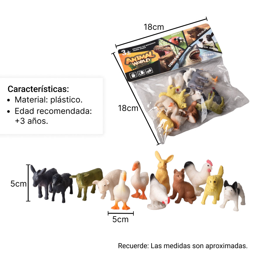 set animales de granja juguete didactico plastico colección