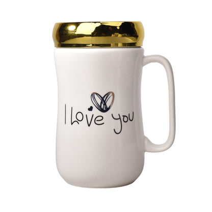 MUG POCILLO COLOR BLANCO EN CERAMICA GRANDE CON TAPA