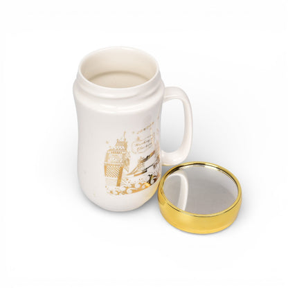 MUG POCILLO CERMICA TAPA ESPEJO 420ML DIM:7X7X14