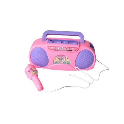 JUGUETE KARAOKE ROSADO CON MICROFONO DE PLASTICO CON SONIDO
