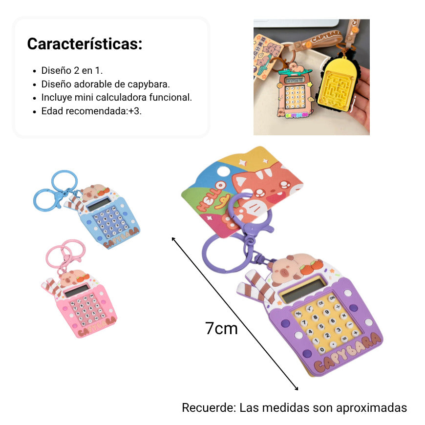 llavero plastico forma de calculadora azul rosado lila dim:5x7x1