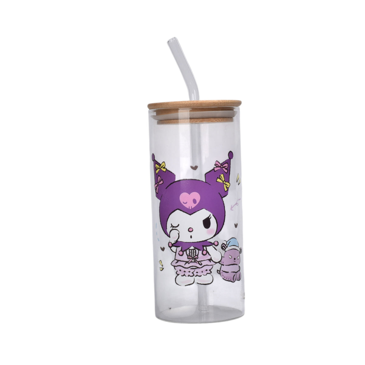 botella de vidrio 400ml transparente personaje dim:14x6