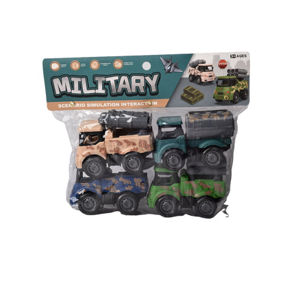 JUGUETE SET POR 4 UNIDADES CARROS MILITARES PLASTICOS