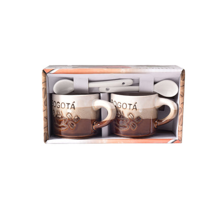 SET 2PCS POCILLOS CON CUCHARAS  CERAMICA DIM:5x5x5