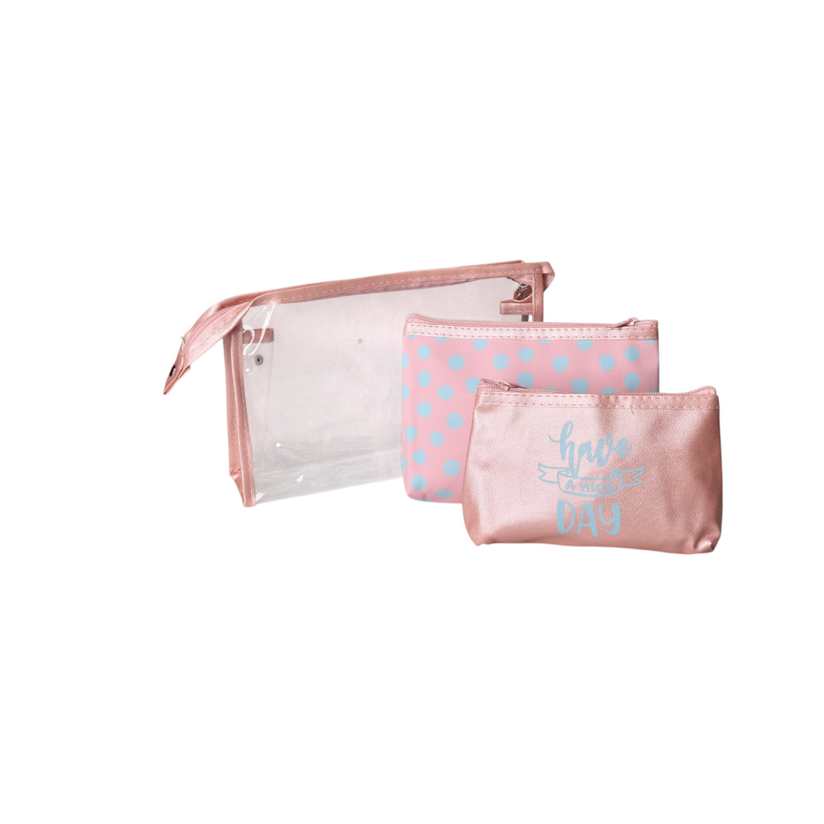 cosmetiquera x 3 und maquillaje poliester sintetico pvc dim: