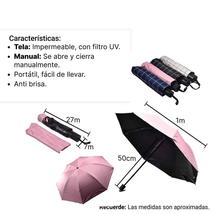 sombrilla manual varilla metalica con filtro uv