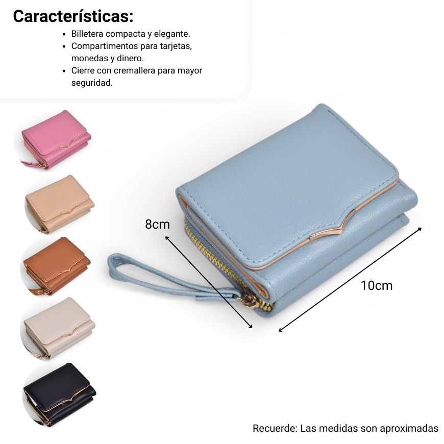 billetera para dama sintetico dim:10x8x3