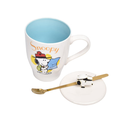 MUG POCILLO CERAMICA PERSONAJE CON TAPA Y CUCHARA 350ML DIM:9X8