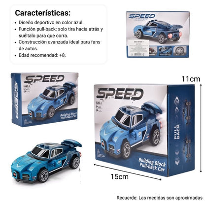 BLOQUES FICHAS PLASTICA ARMABLE CARRO AZUL DIM:15X5X11