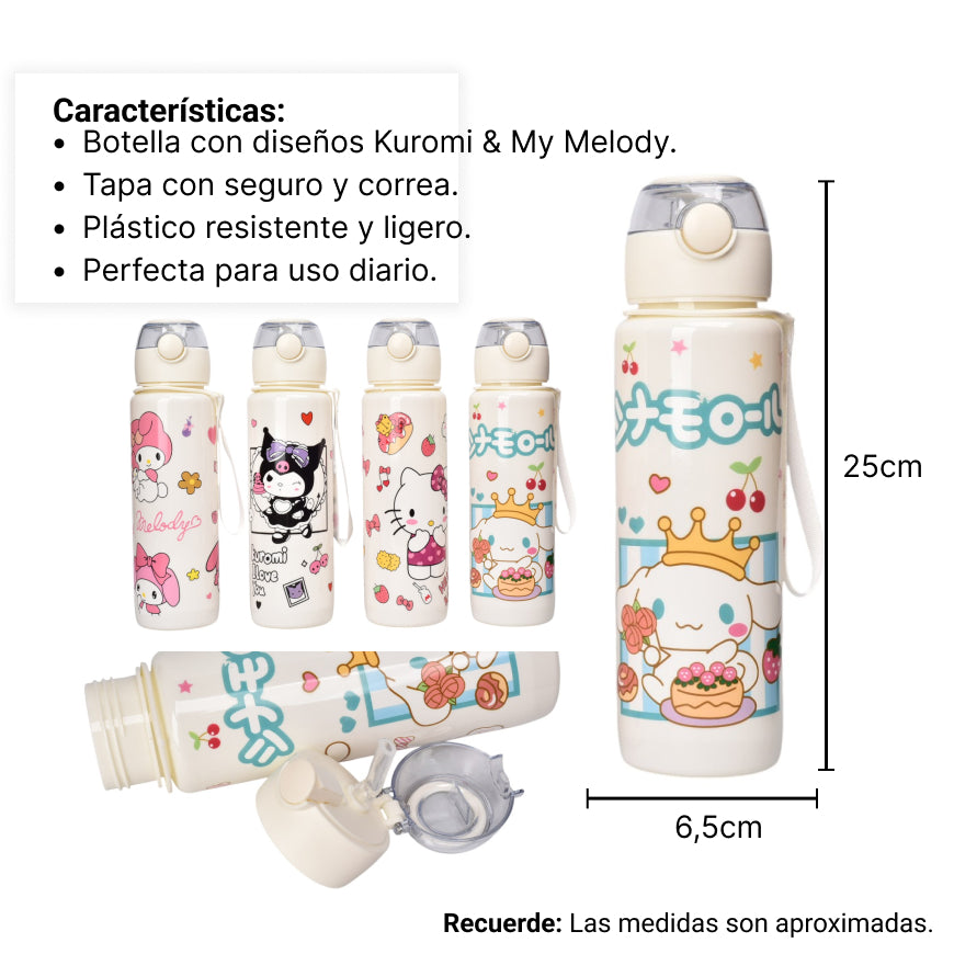 botella de agua 700ml personaje dim:7x7x25