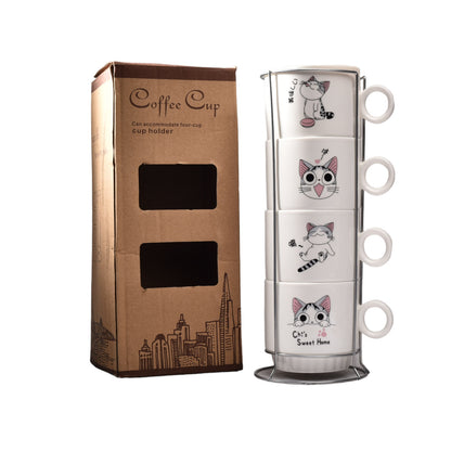 SET 4PCS POCILLOS CON BASE EN CERAMICA 250ML DIM:7*8*25