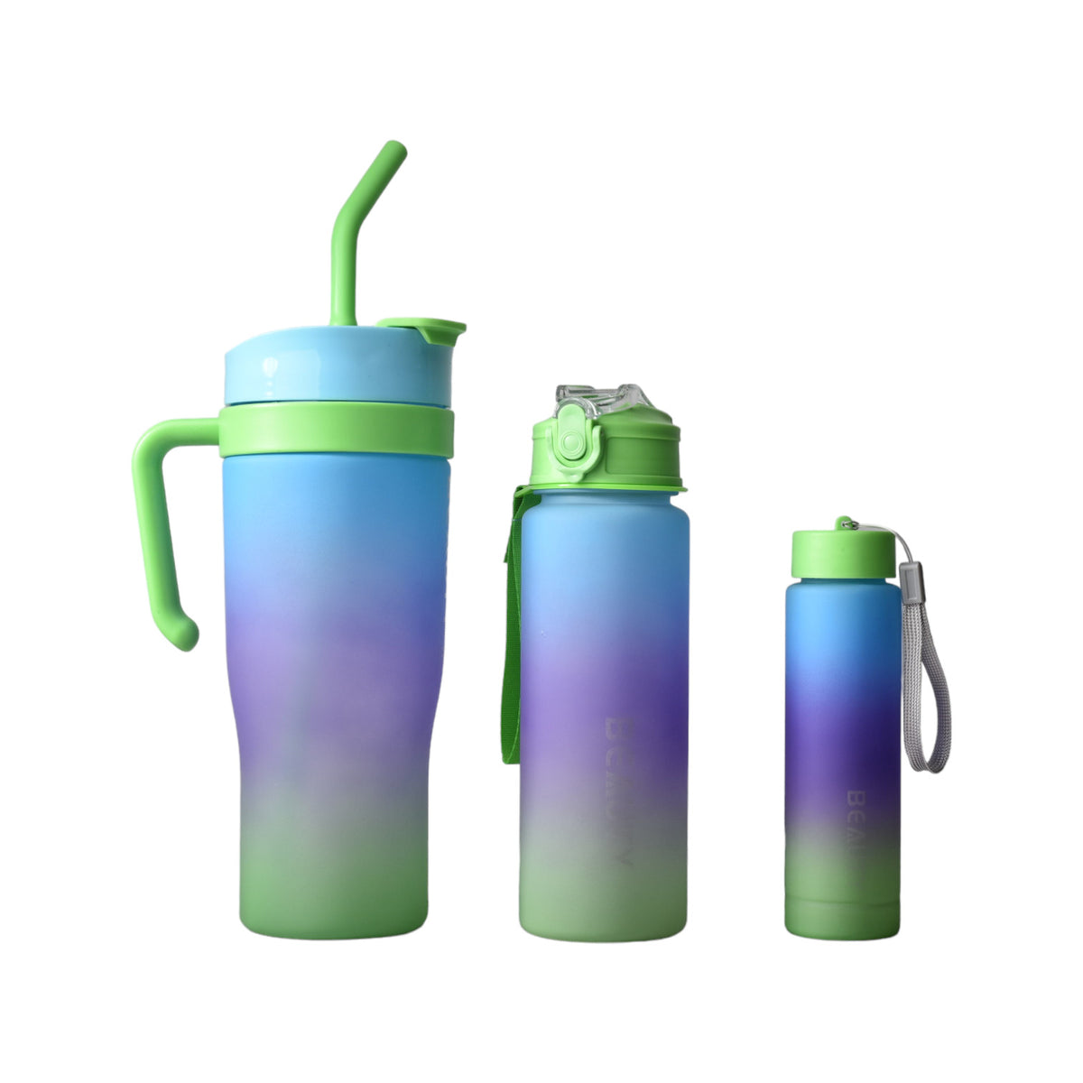 set por 3und botella agua con pitillo