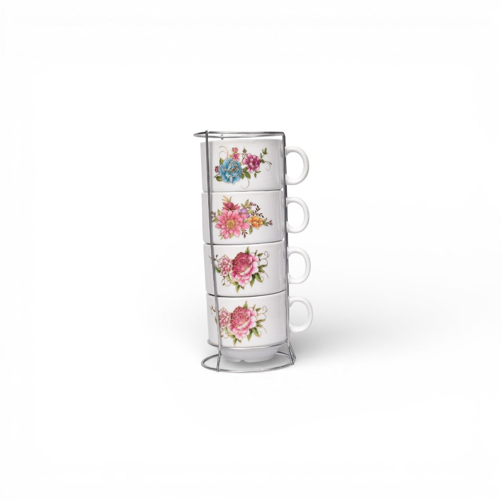 pocillo set 4pcs ceramica diseños  con base  160ml dim:7x7x6