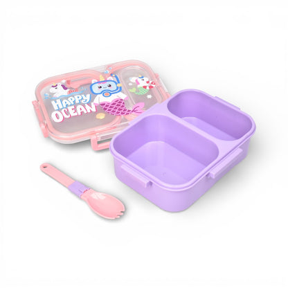 PORTACOMIDA PLASTICO 880ML CON DIVISION Y CUBIERTO DIM:19X14X6