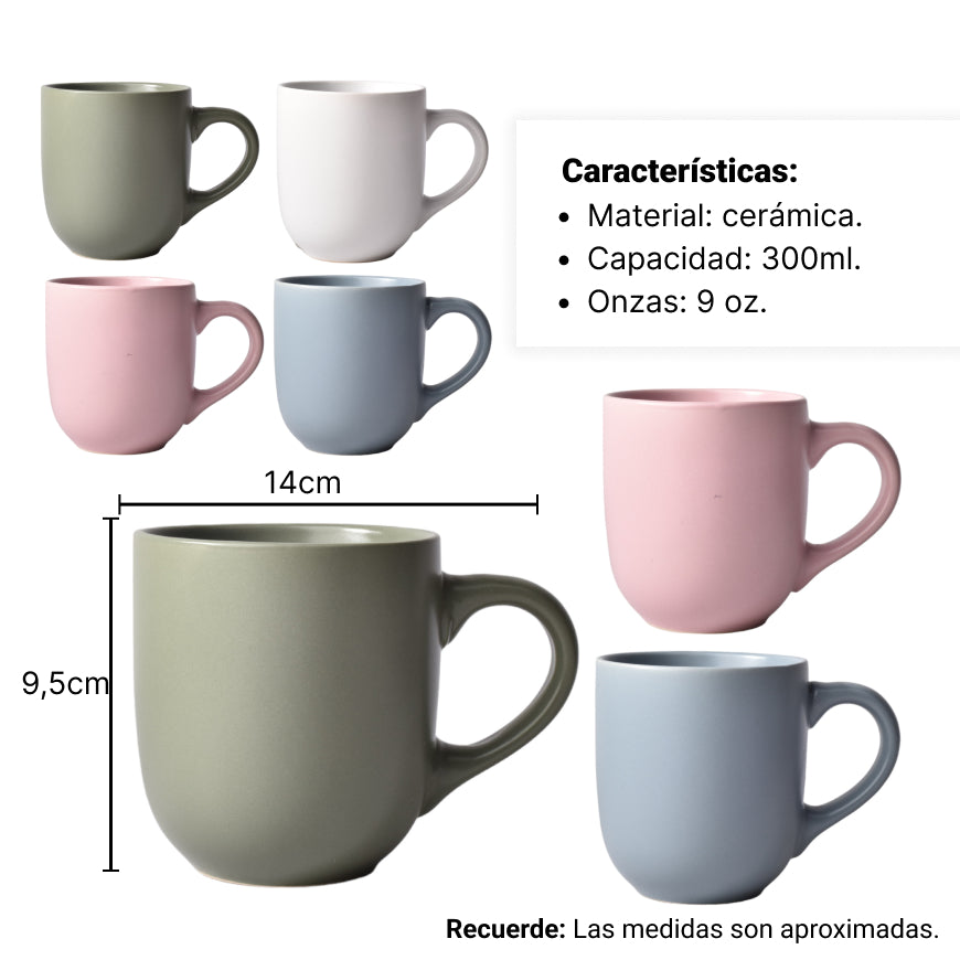 pocillo ceramica varios colores 300ml