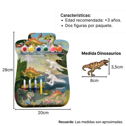 SET DE PINTURA PARA NIÑOS TEMPERAS DINOSAURIO