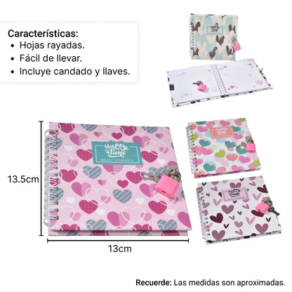 DIARIO PARA NIÑA CON CANDADO Y LLAVE