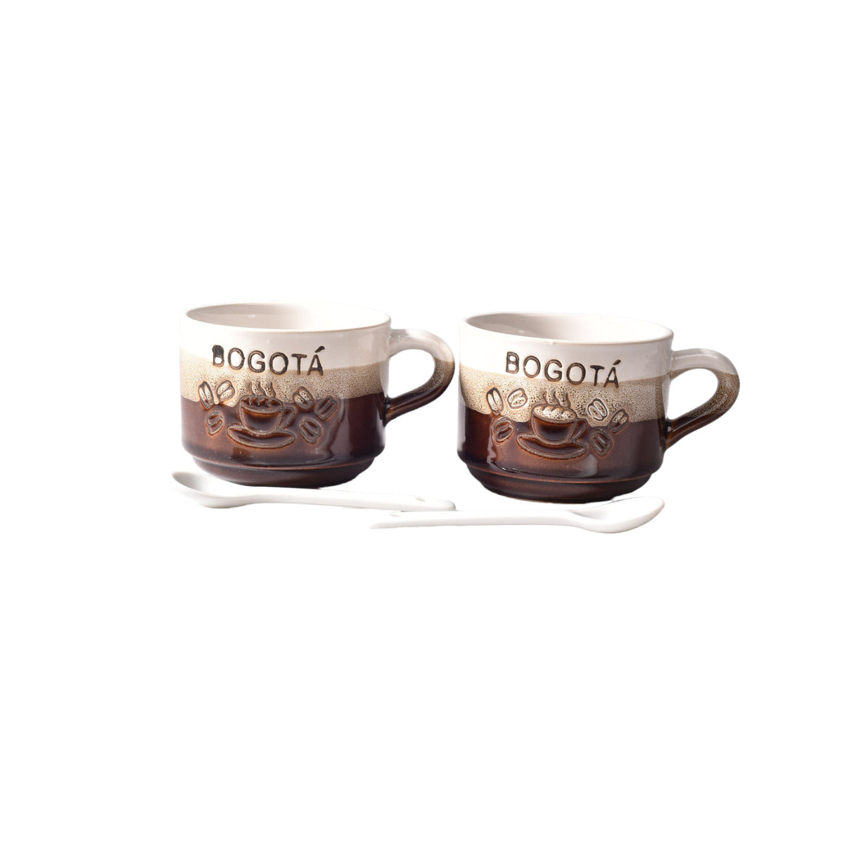 set 2pcs pocillos con cucharas  ceramica dim:7x7x6