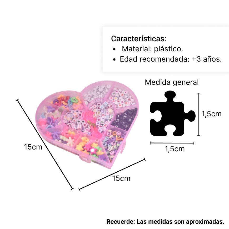 set kit forma corazon para hacer pulseras plastico dim:16x15