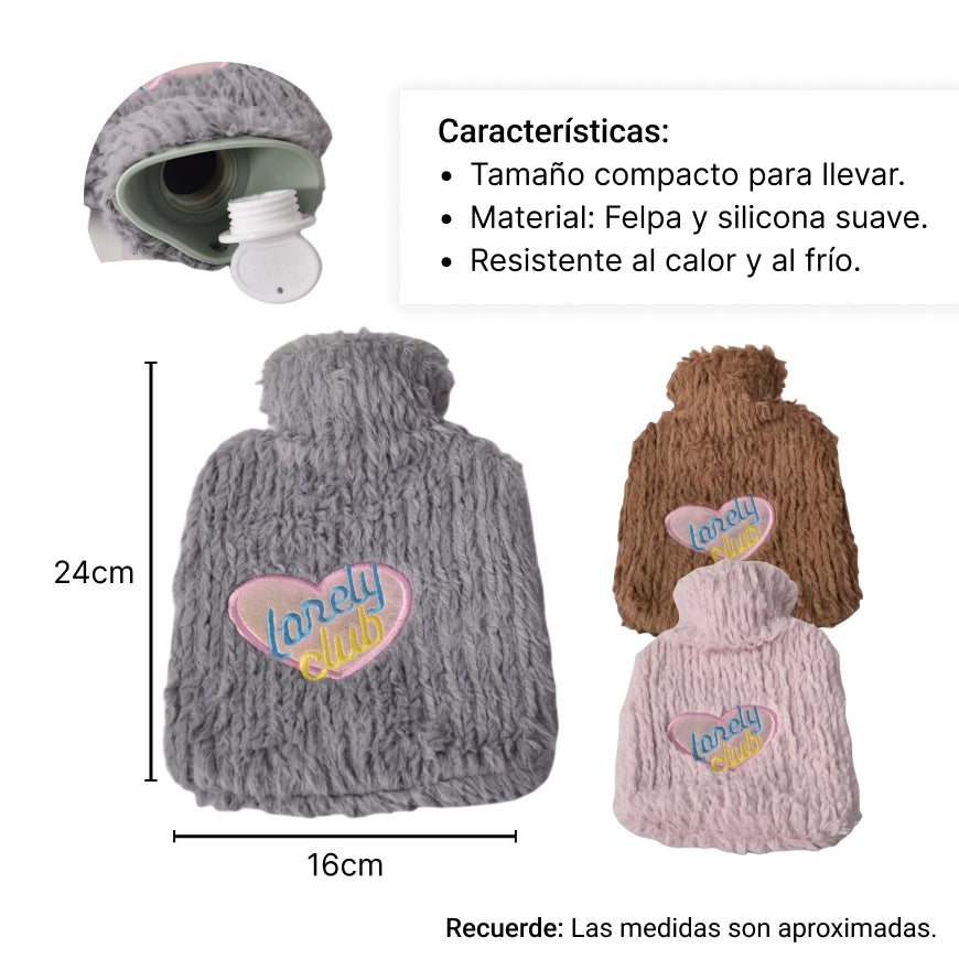 bolsa para  agua caliente peluche 750ml