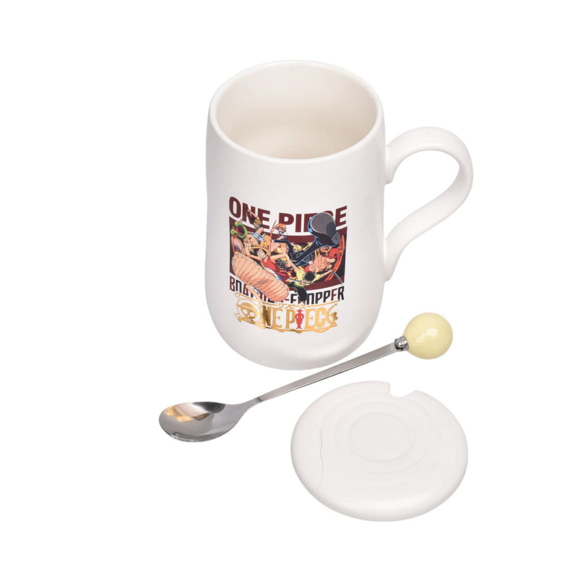 mug pocillo ceramica personaje con tapa y cuchara 450ml dim:12x7