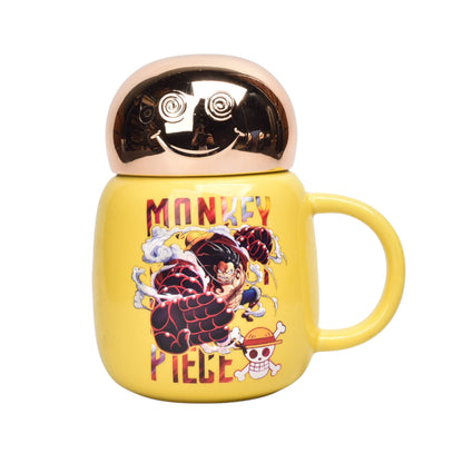 MUG POCILLO CERAMICA CON TAPA PERSONAJE 350ML DIM:12X5