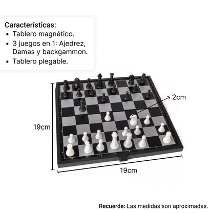 JUEGO AJEDREZ 3 EN 1 JUEGO DE MESA