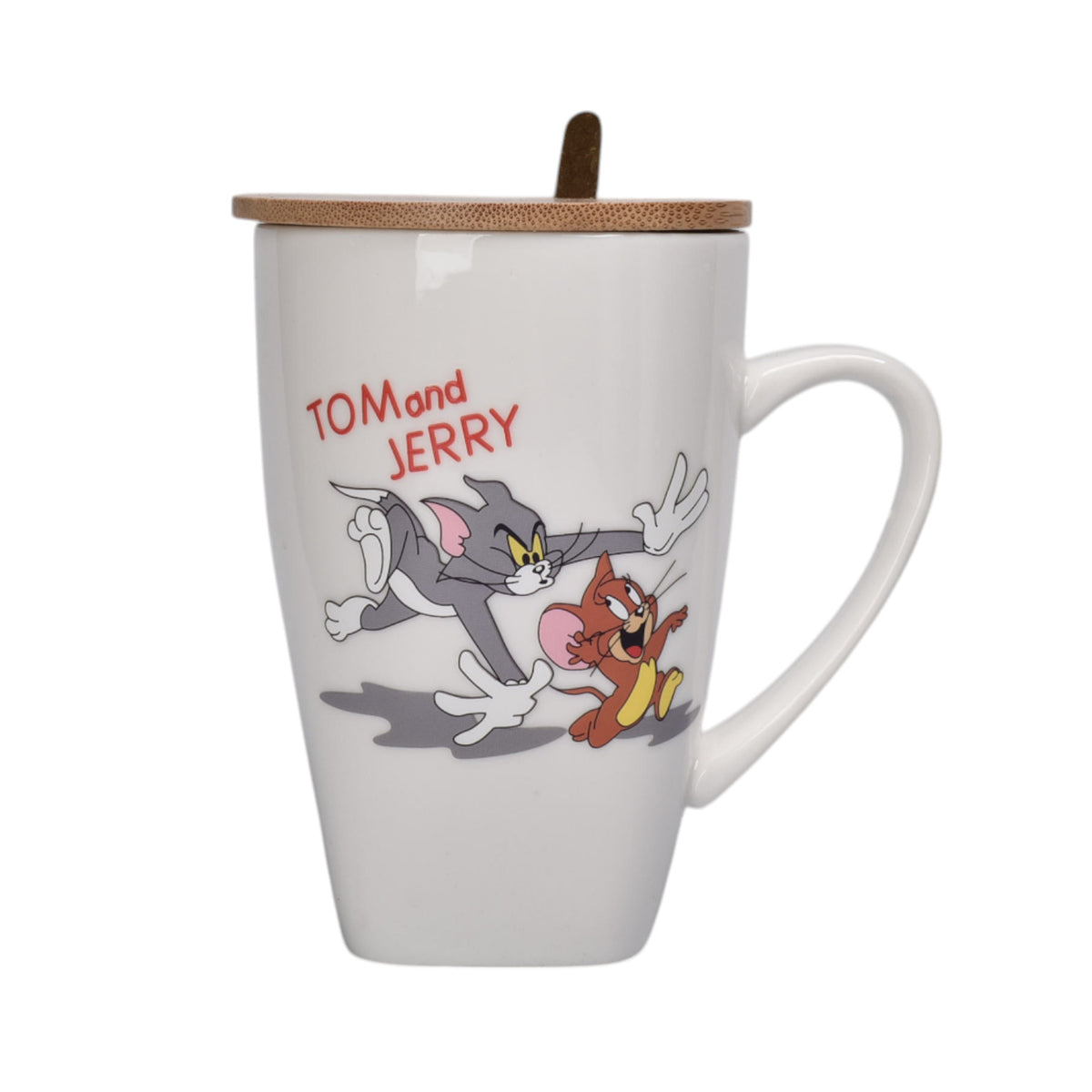 mug pocillo ceramica personaje con tapa de madera 380ml