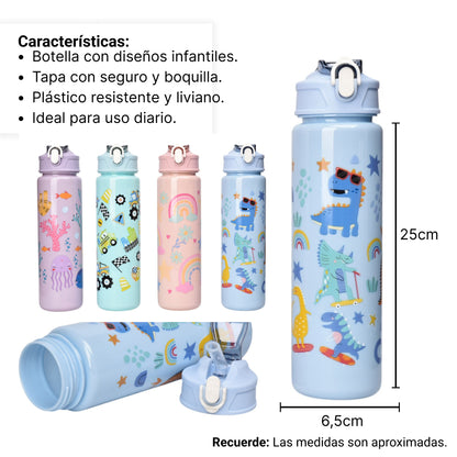 BOTELLA DE AGUA 800ML PLASTICA DIM:6X6X25