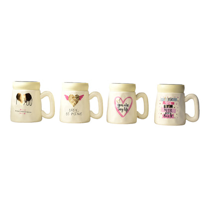 MUG POCILLO CERAMICA DIFERENTES DISEÑOS CON TAPA DE 350ML