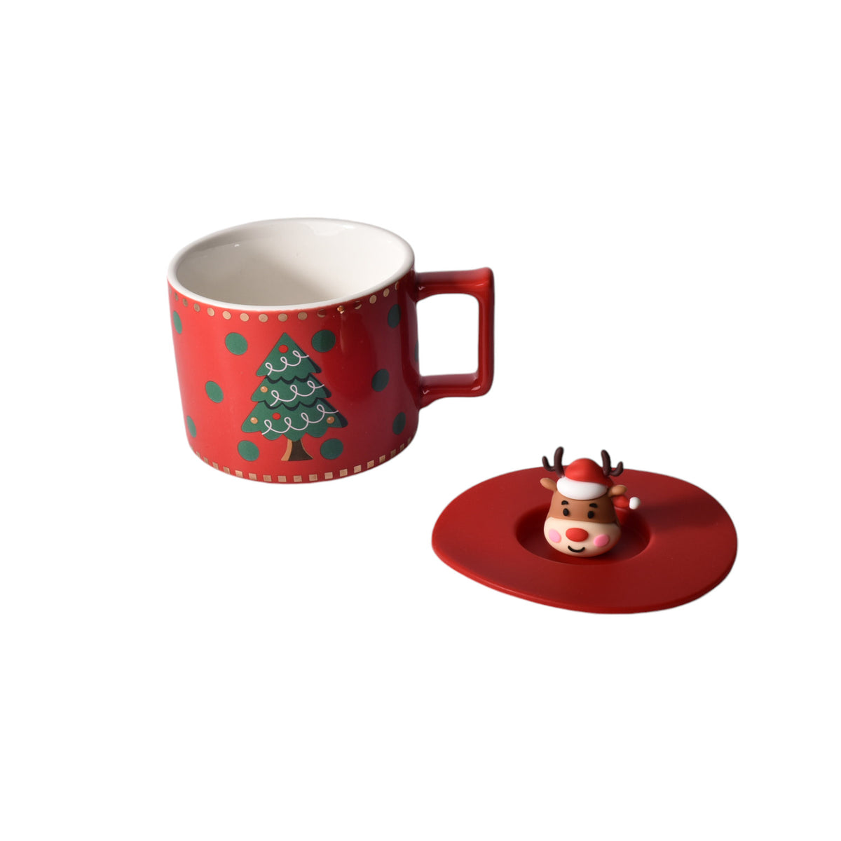 mug pocillo ceramica de navidad con tapa