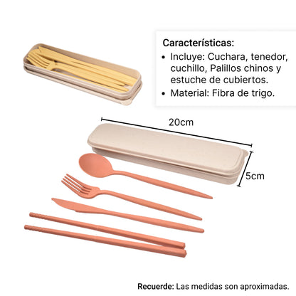 SET CUBIERTOS PORTATILES FIBRA DE TRIGO