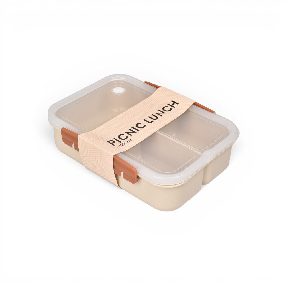 portacomida con divisiones y con cubierto plastico 1200ml
