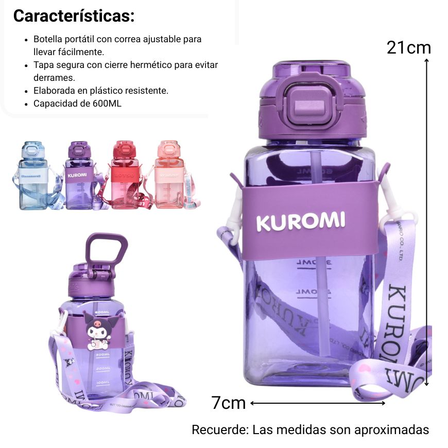 botella de agua 600ml plastica  dim:20x7