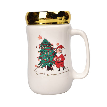 MUG POCILLO CERAMICA TAPA ESPEJO NAVIDAD 400ML