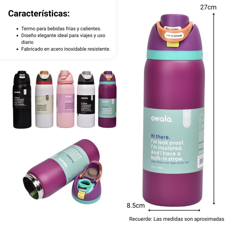 termo acero inoxidable 950ml dim:27x8x8