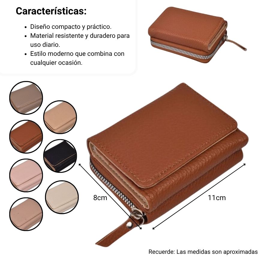 billetera ligera mujer sintetico dim: 10x8x4
