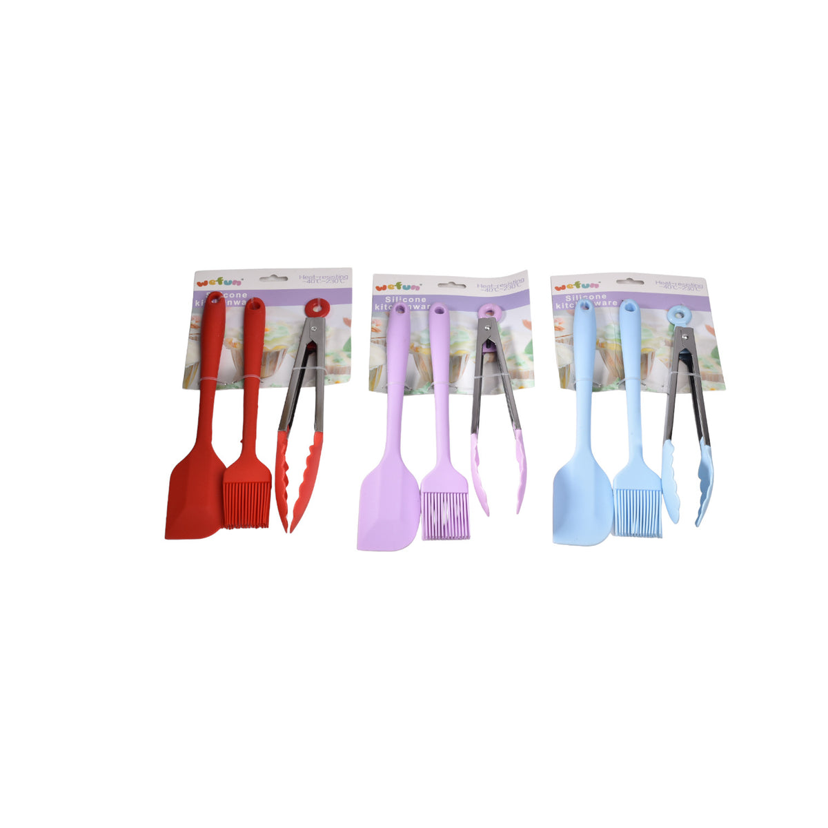 set utensilios para cocina en silicona pinzas, pala y brocha