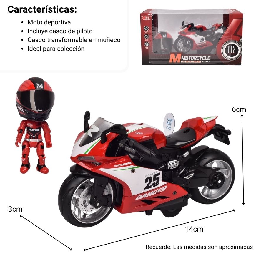 moto con casco coleccinable metalicadim: 22.5*11*11.5cm